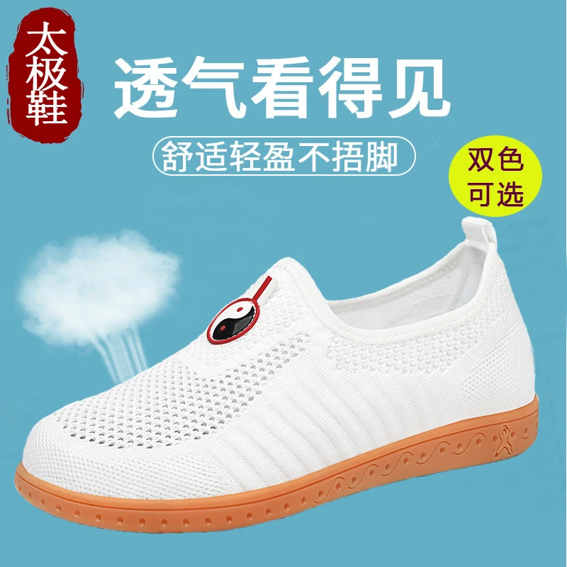 新款夏季网面太极鞋女一脚蹬武术鞋男陈家沟太极拳练功鞋运动鞋男