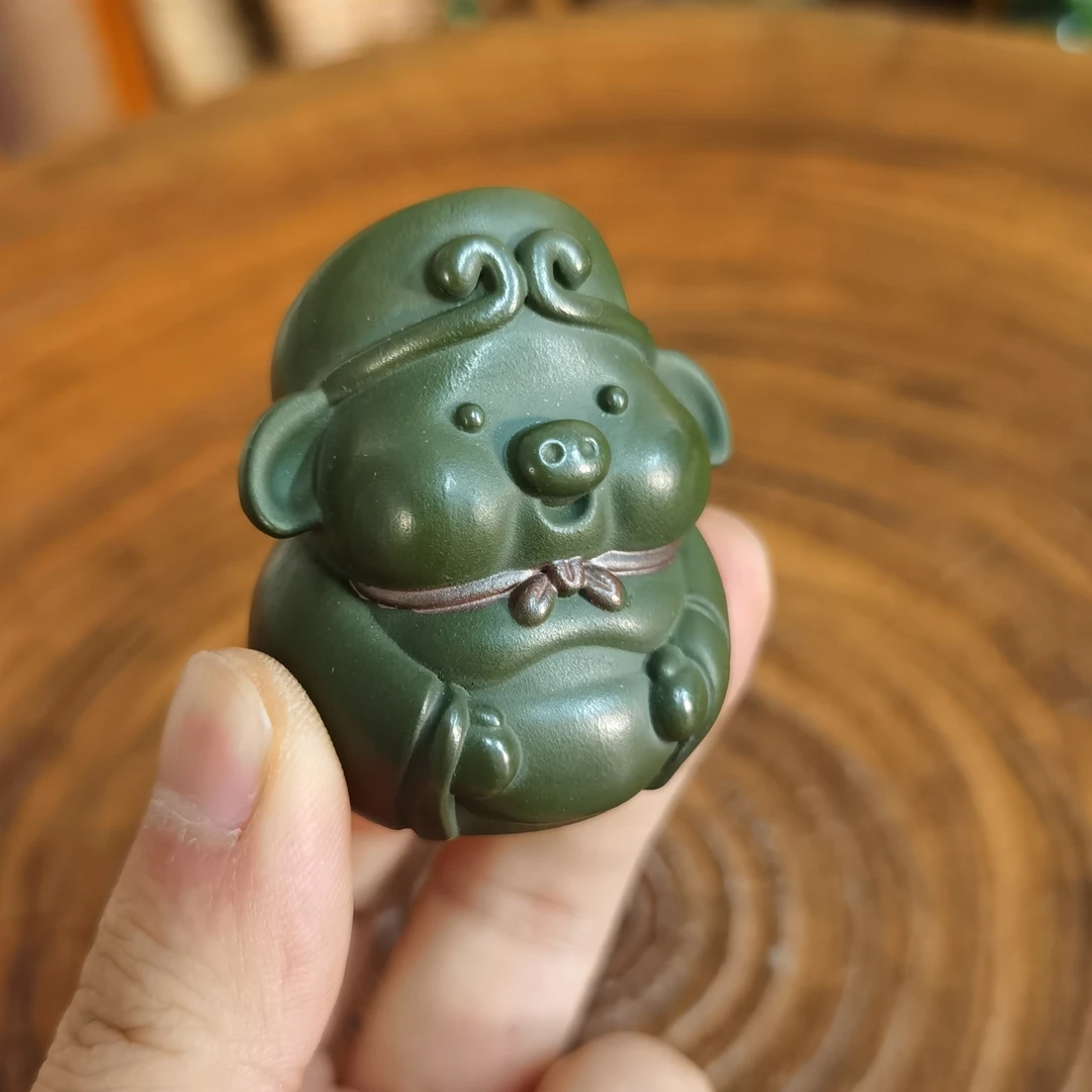 紫砂茶宠摆件绿泥猪八戒（我是可爱的）