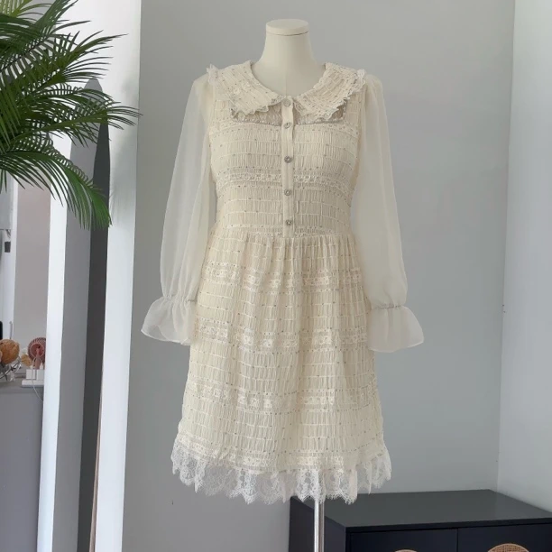 云上香草｜大码胖mm法式仙气浪漫娃娃领贵气甜美连衣裙秋季清新裙