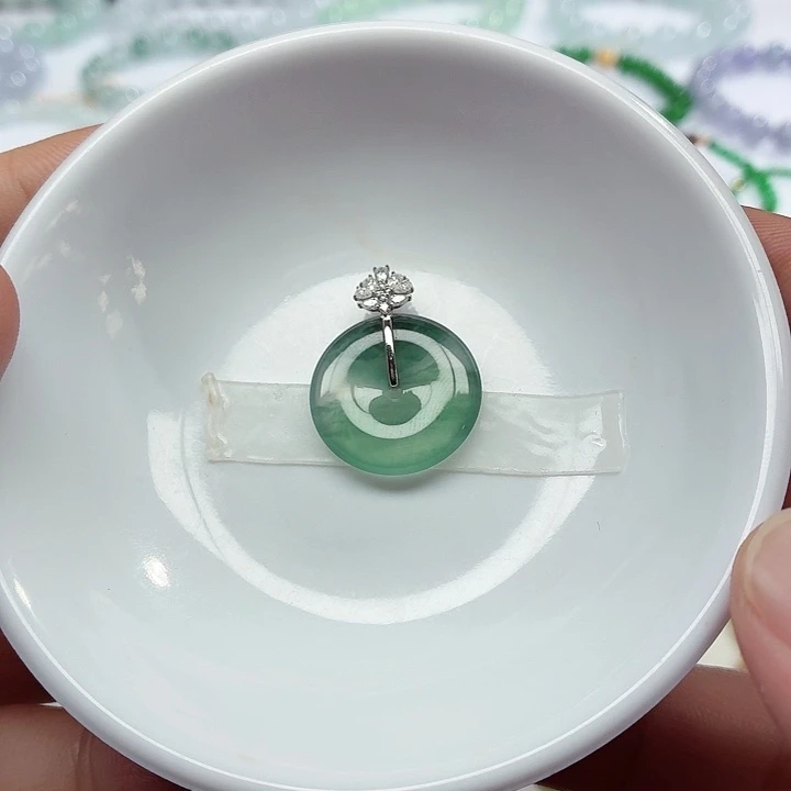 翡翠18K金镶嵌手链天然缅甸翡翠A货