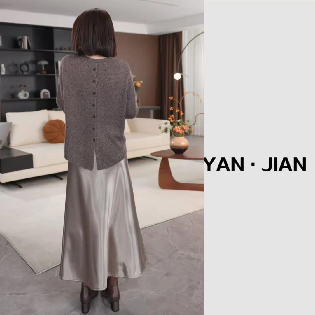 YAN JIAN【深冬流光裙】加绒加厚深冬必备流光缎面裙