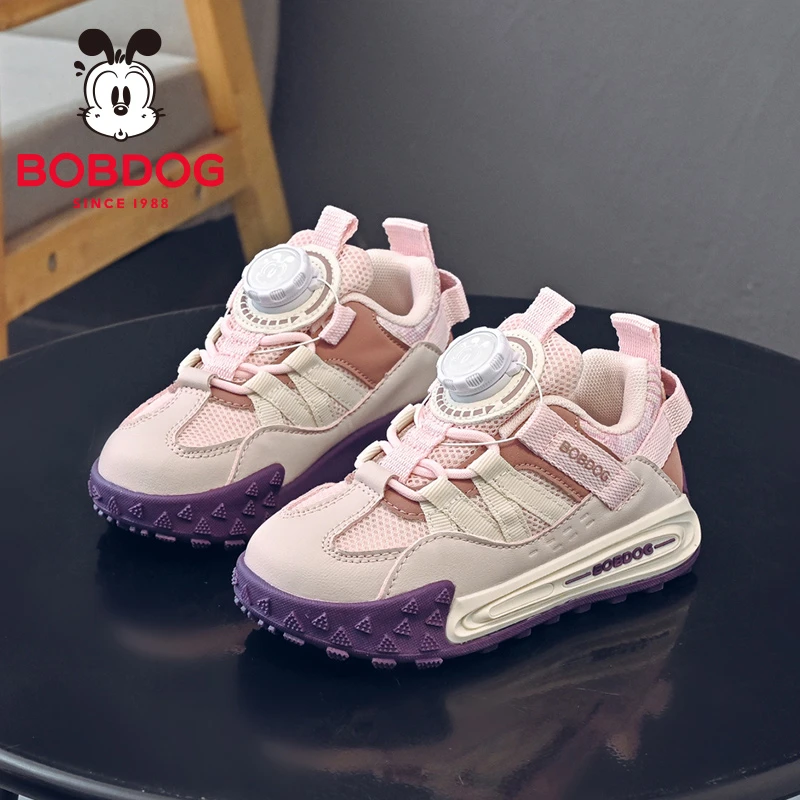 巴布豆童鞋女童鞋子2025新款春秋小女孩纽扣运动鞋网面儿童跑步鞋