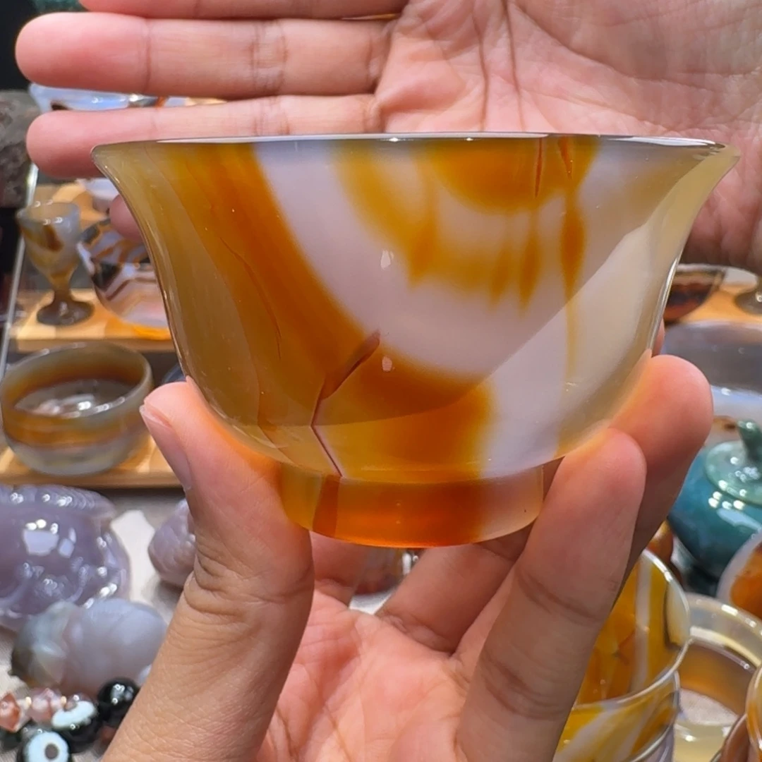 大***鹏玛瑙/玉髓玛瑙茶杯未镶嵌
