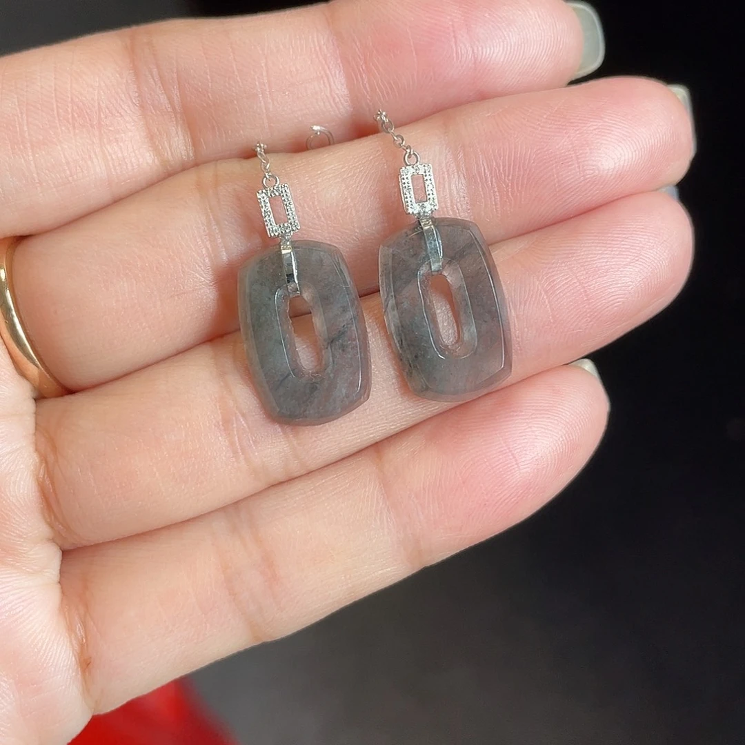 翡翠18K金镶嵌耳饰