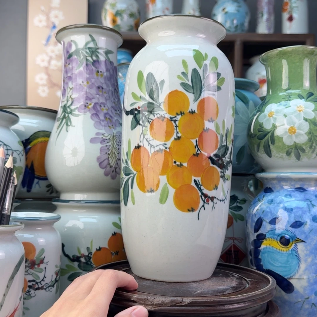 景德镇陶瓷手绘花瓶无孔