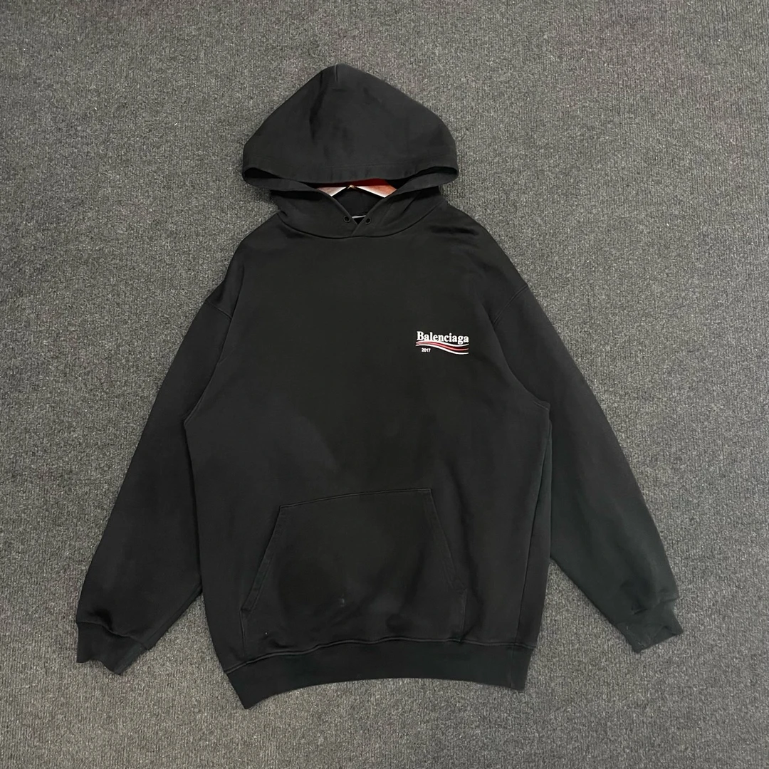 95新 Balenciaga/巴黎世家 经典海浪logo连帽毛衣/尺码S