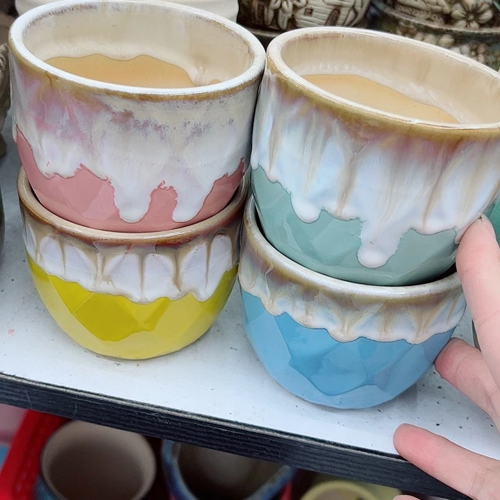 多肉绿植陶瓷花盆9.9包邮，有孔