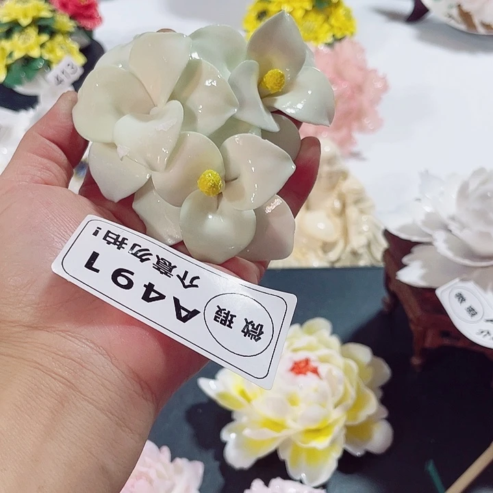 瓷片纯陶瓷手工捏花