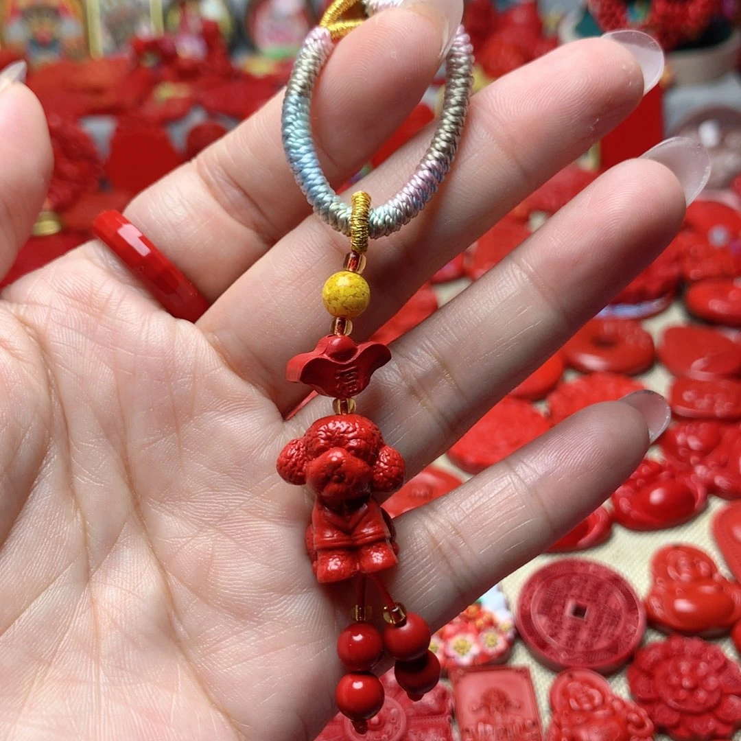 天然辰砂工艺品朱砂钥匙扣