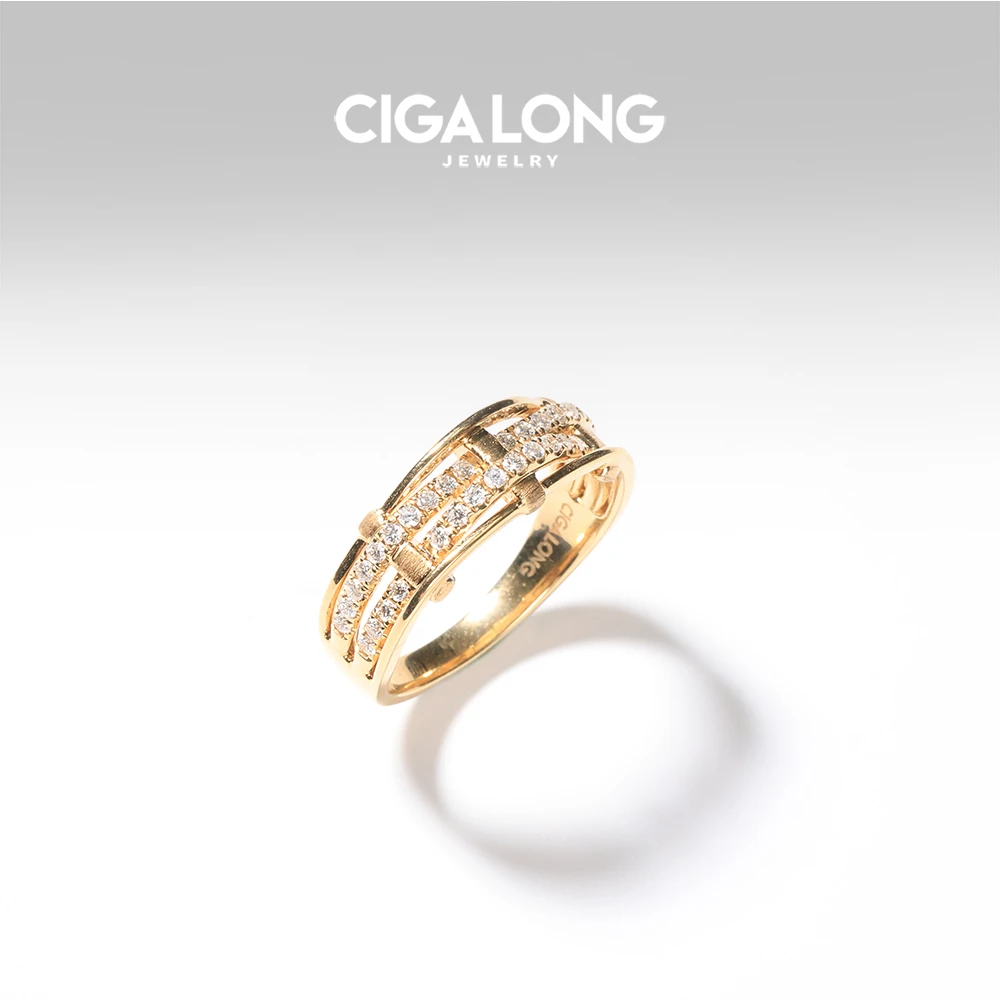 CIGALONG18K金钻石编织对戒女款3953W