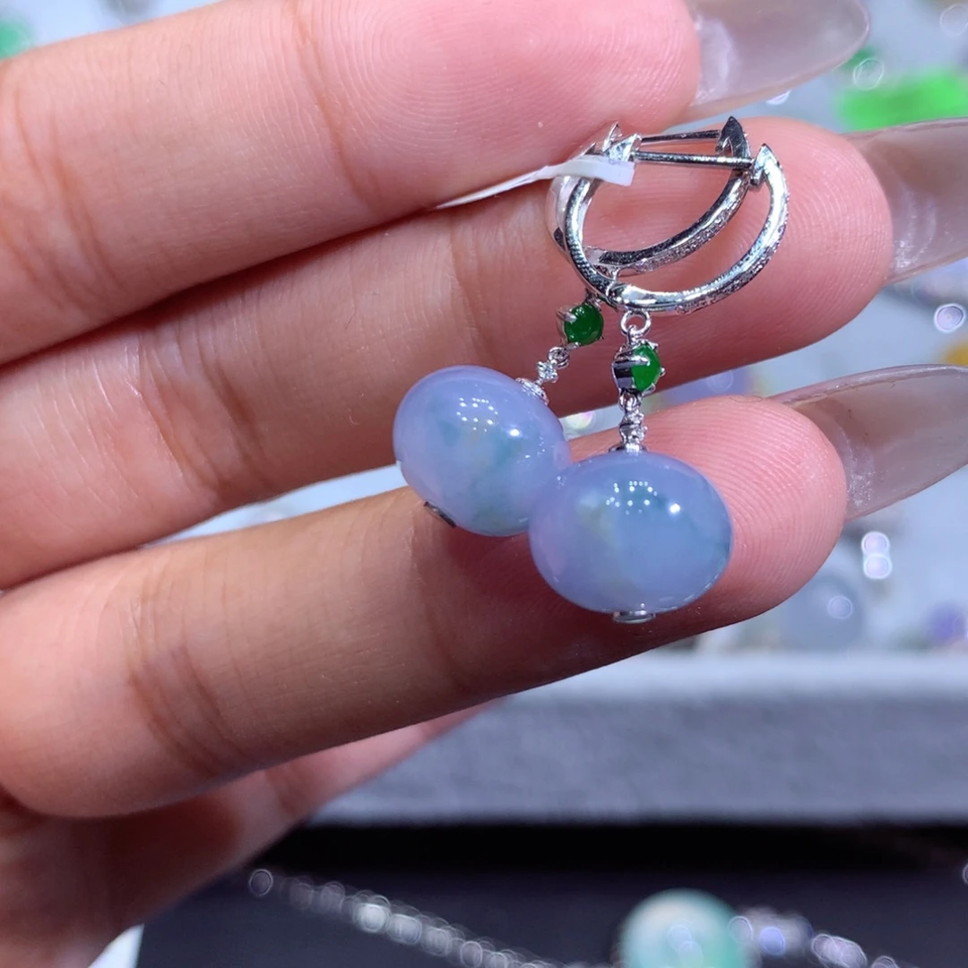 翡翠耳饰18K金镶嵌翡翠