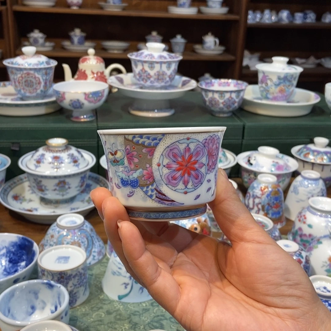 杯w冉月观隐斗彩春花秋月杯