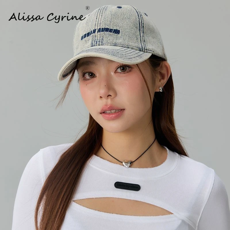ALISSA CYRINE新品复古牛仔棒球帽韩版字母刺绣男女情侣鸭舌帽