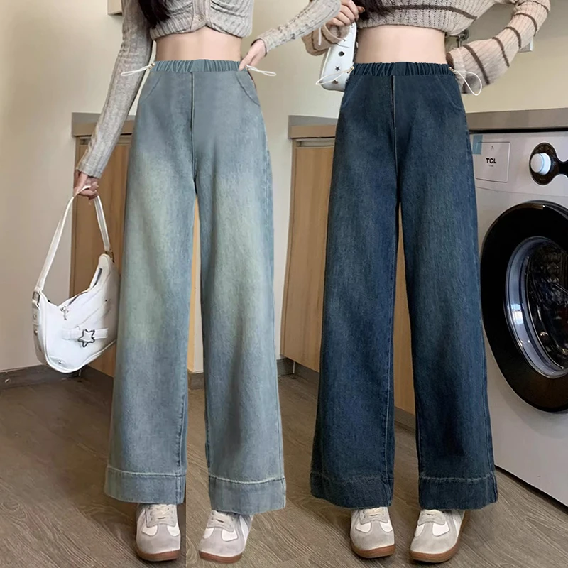 孕妇抽绳孕妇裤有口袋牛仔长裤抽绳款外穿牛仔裤孕妇裤长裤潮妈