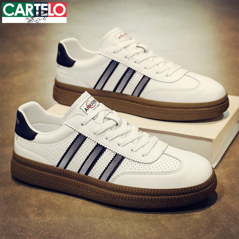 卡帝乐鳄鱼板鞋男鞋秋季款2025新款软底皮款休闲德训小白鞋子男士