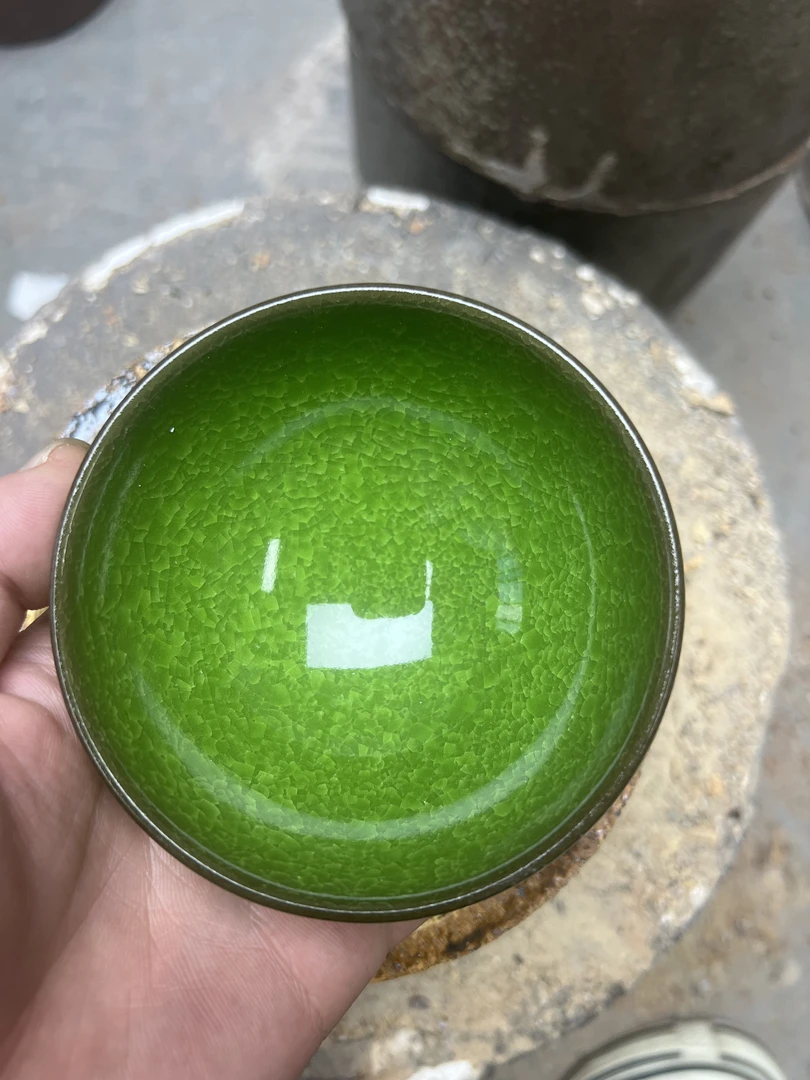 绿冰裂平口高端主人杯