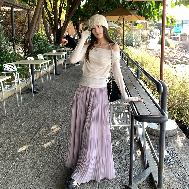 2025新款高级感网红时尚炸街裙子女爆款白色半身裙甜美夏天百褶裙