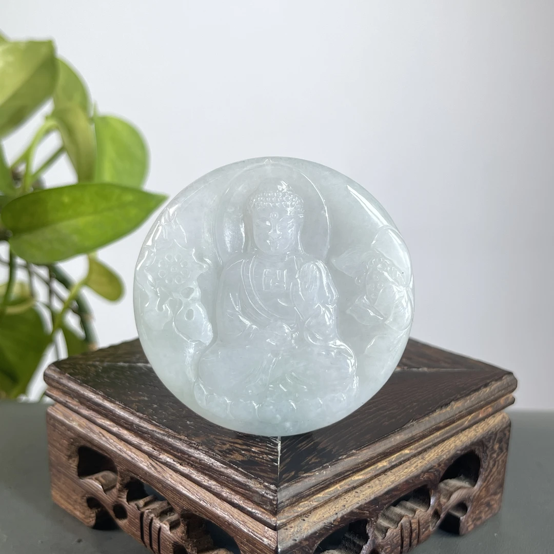 JGB12-41  天然缅甸A货翡翠  阿弥陀佛