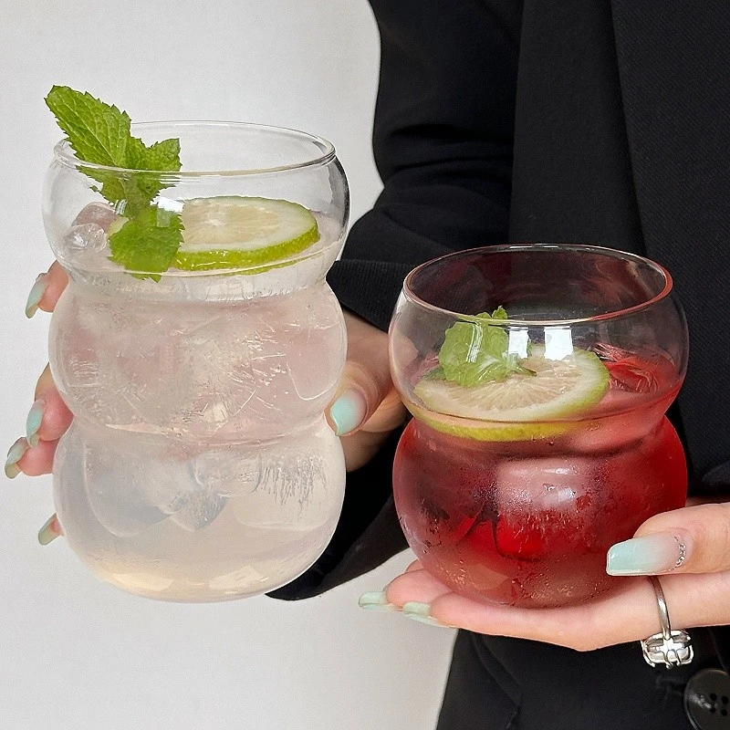 小众胖嘟嘟玻璃杯冰美式拿铁咖啡杯设计感饮料杯子牛奶杯气泡水杯