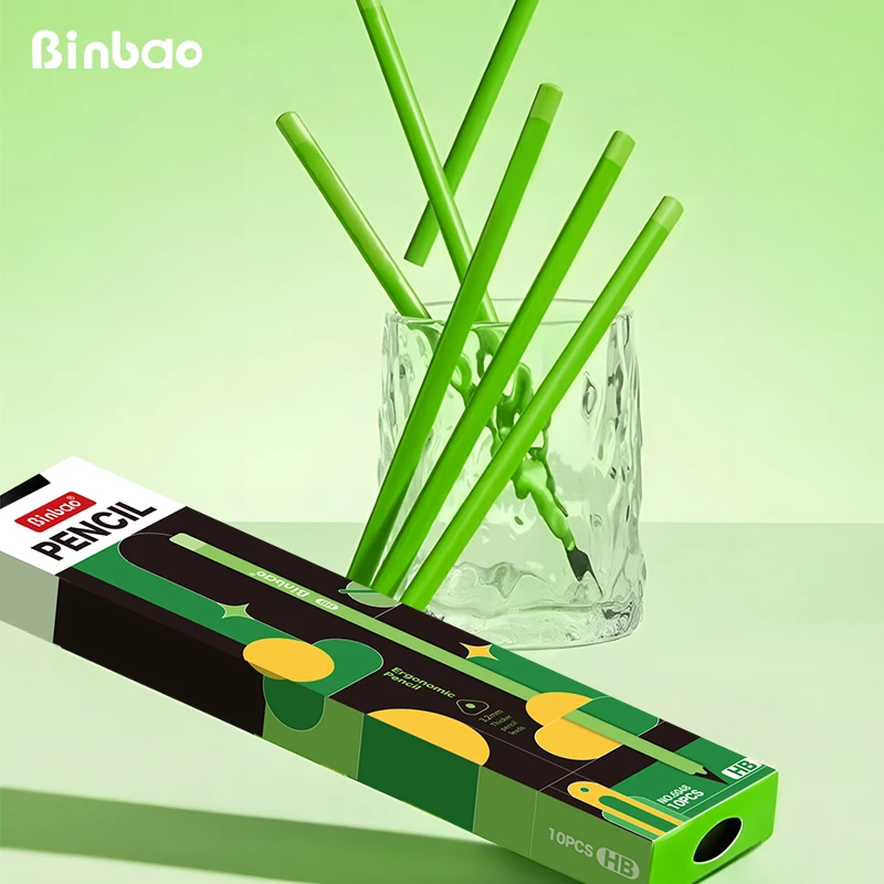 缤雹学生小绿杆HB黑木铅笔6048