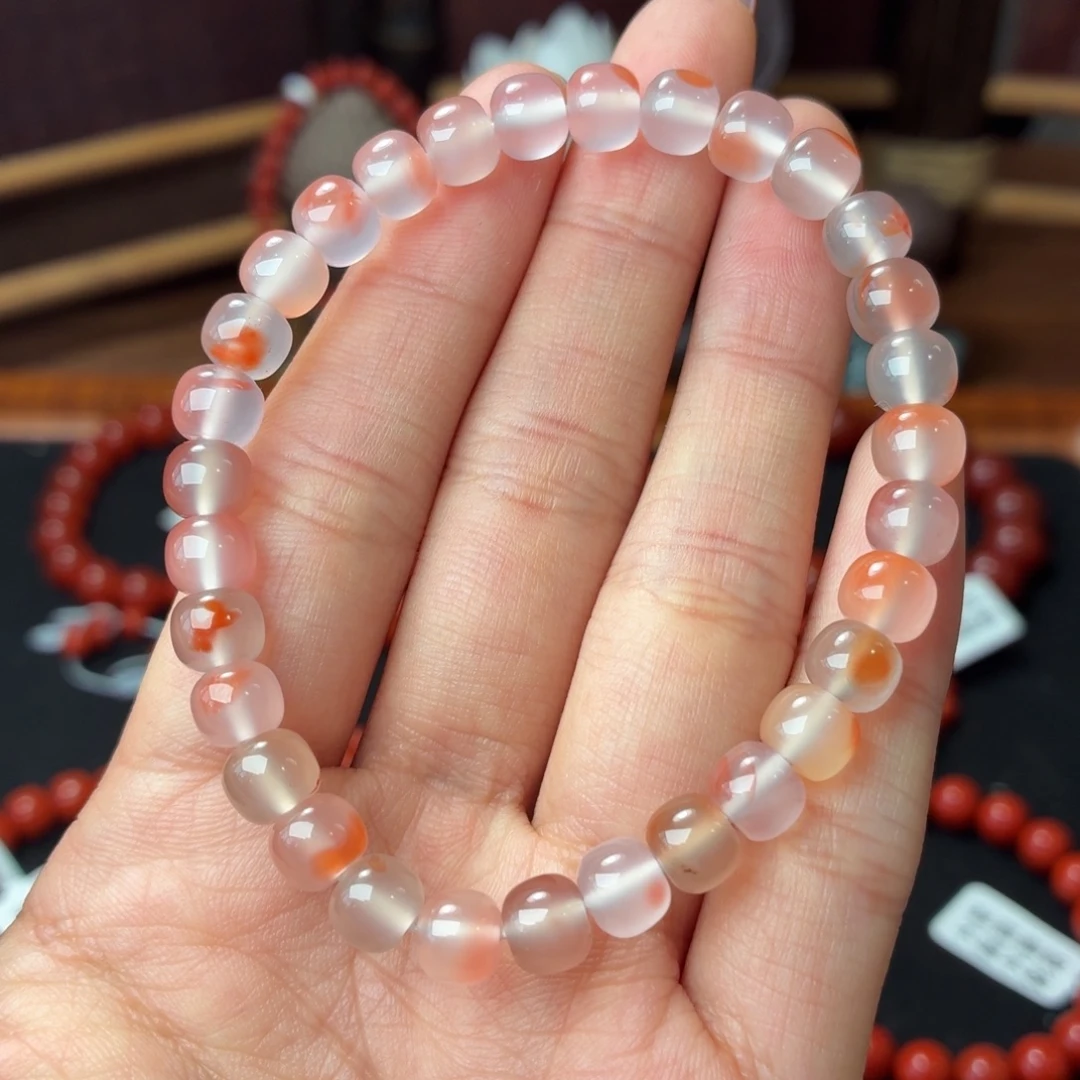 南红玛瑙未镶嵌手串保山原矿南红干掌冰飘卡6+