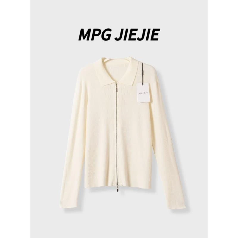 MPG JIEJIE【温柔定律】大码时尚拼接黑色显瘦气质时尚毛针开衫