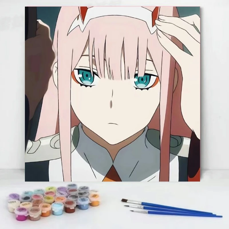 手绘油画二次元动漫20×20填色diy客厅沙发背景墙装饰挂画