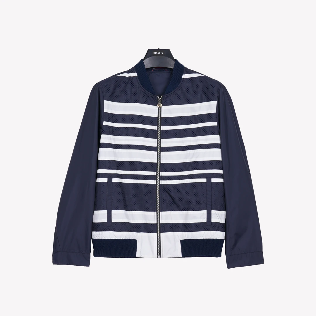 F&M春季新品男款棒球领条纹休闲运动夹克外套正牌爆款户外运动