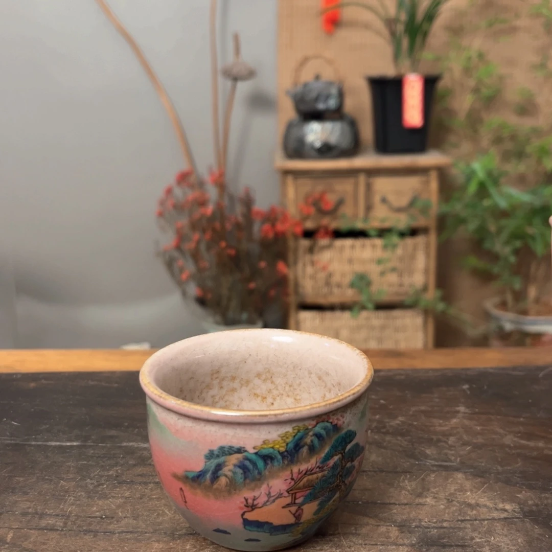 杯景德镇柴烧手绘杯