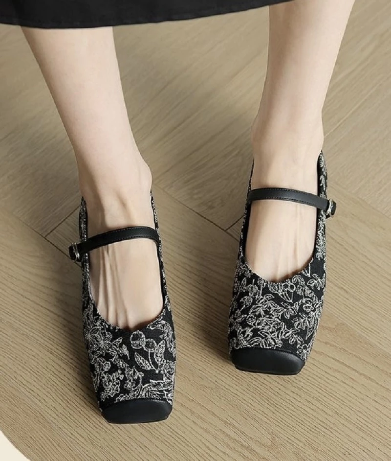 KB103新中式女鞋国风配裙子旗袍瓢鞋2025夏季新款软底印花玛丽珍