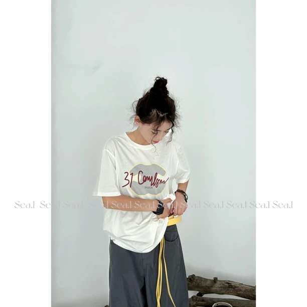 SEA.1 夏日绘本/慵懒设计感上衣印花刺绣宽松短袖t恤