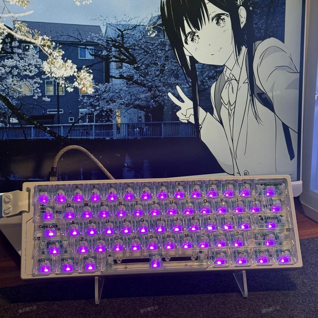 冰川白PC透明键帽移印原厂透光适配wooting美加狮迈从等磁轴键盘