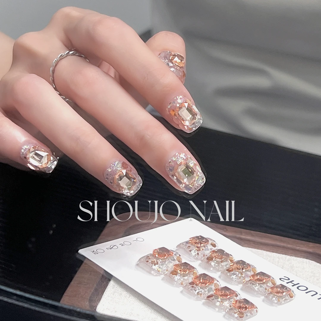 【赚多多】韩式大亮片满钻显白气质春夏纯手工穿戴甲