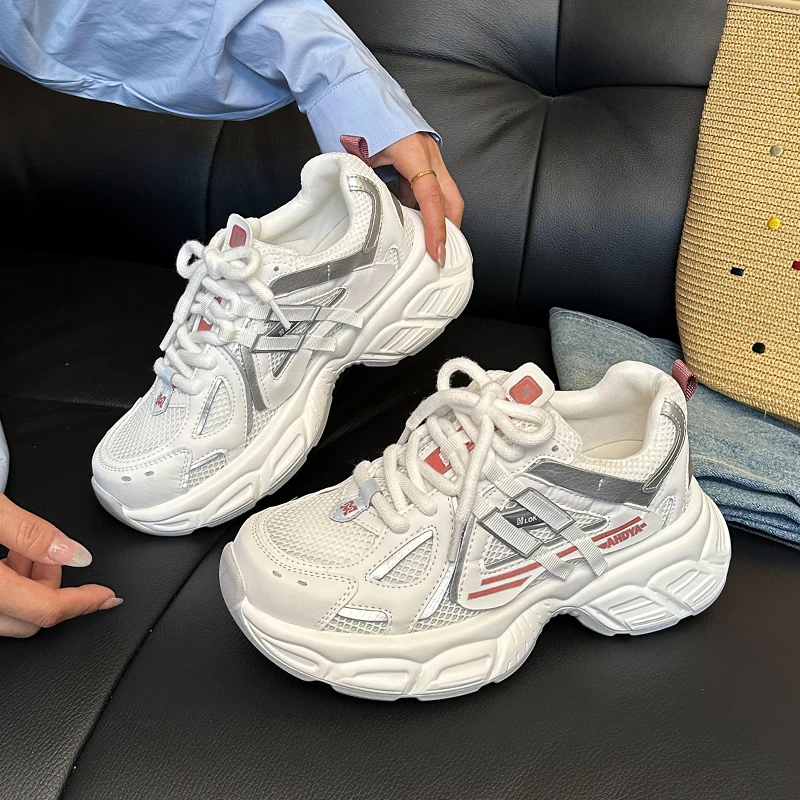 女老爹鞋2025新款春秋季透气百搭增高厚底显脚小休闲运动鞋单鞋