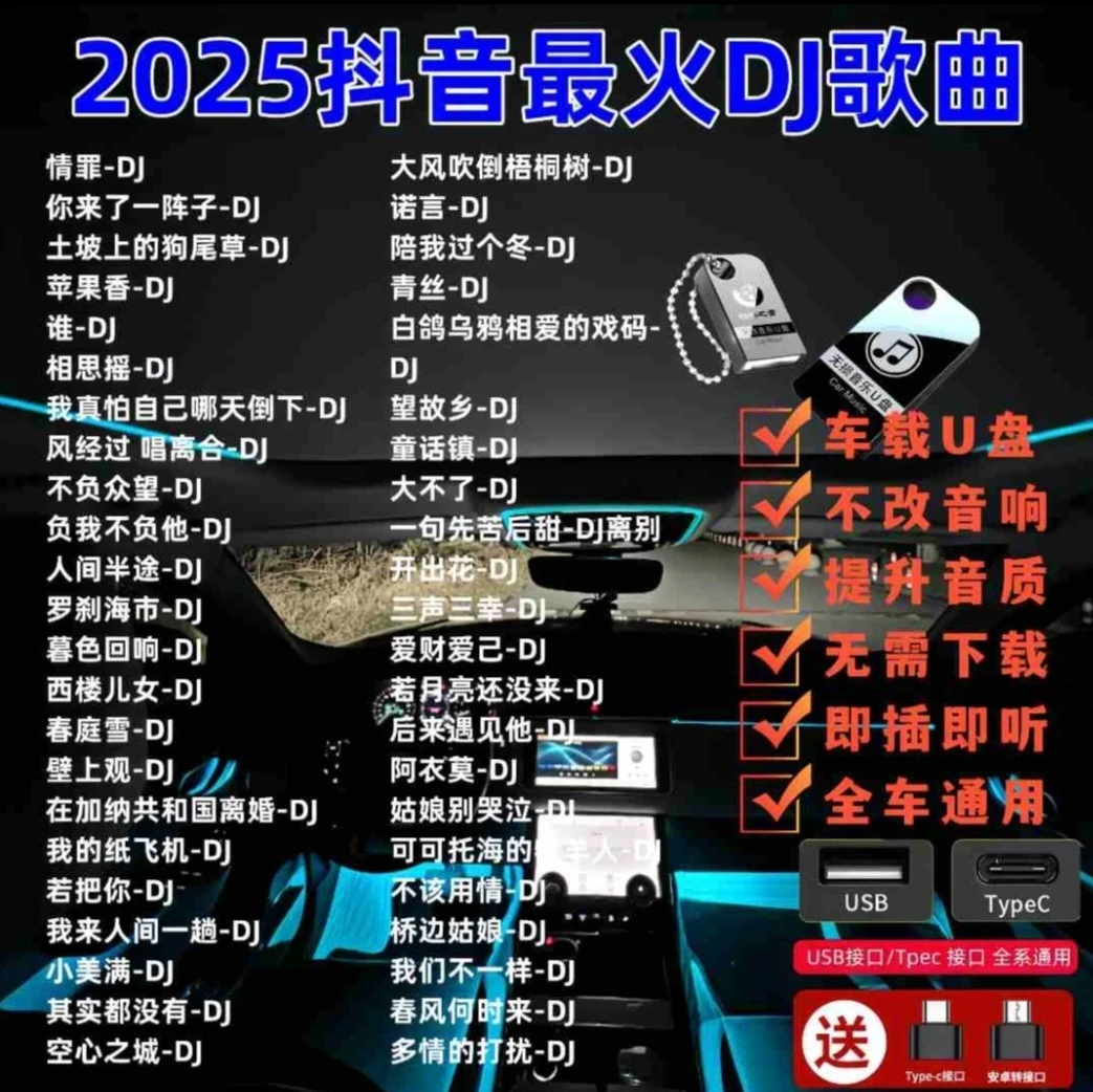 车载音乐u盘高品质无损音乐2025流行DJ嗨曲流行歌曲劲爆DJ歌曲u盘