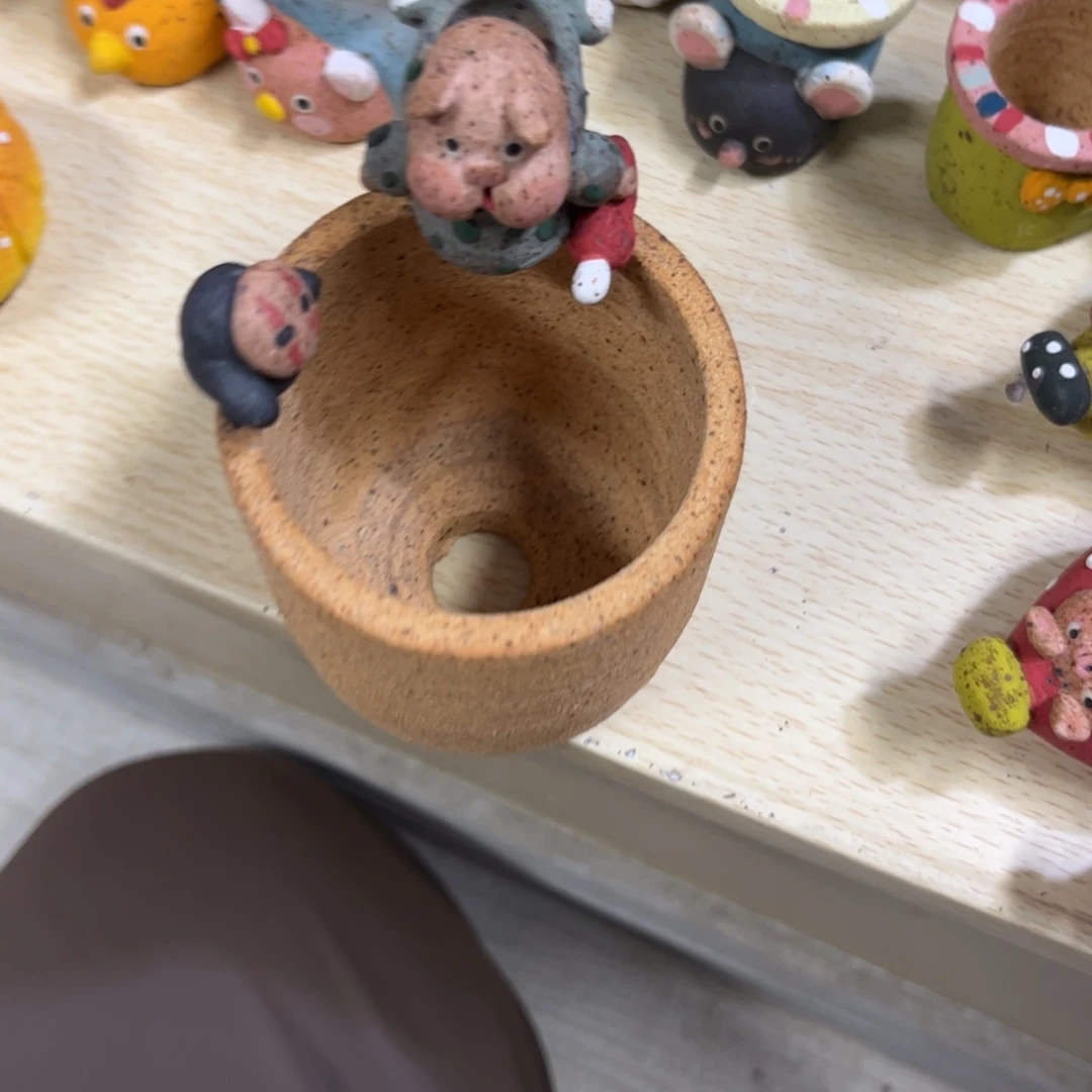 泥塑快**生古镇炻陶花盆微瑕