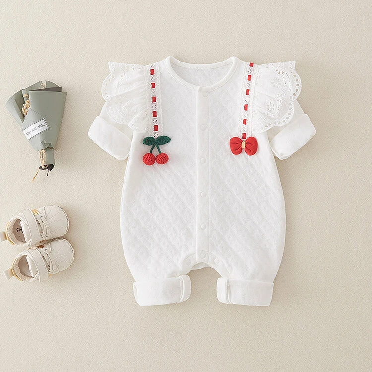 2025年婴儿连体衣长袖春夏季新生满月百天哈衣服百日宴抓周礼服