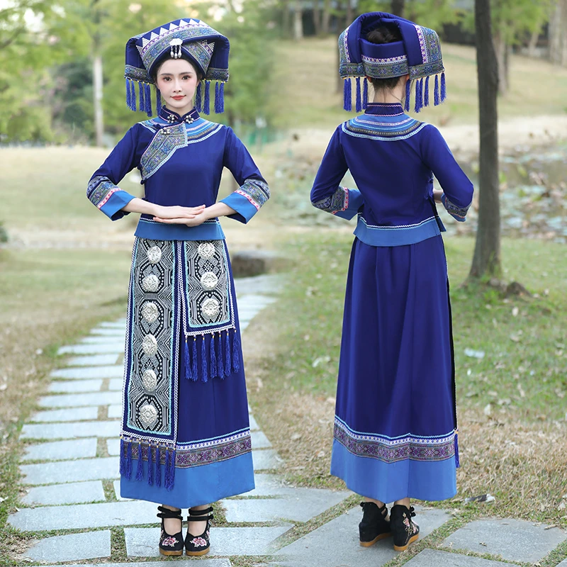 三月三成人演出服女广西壮族苗族舞蹈服少数民族表演服瑶族彝族服