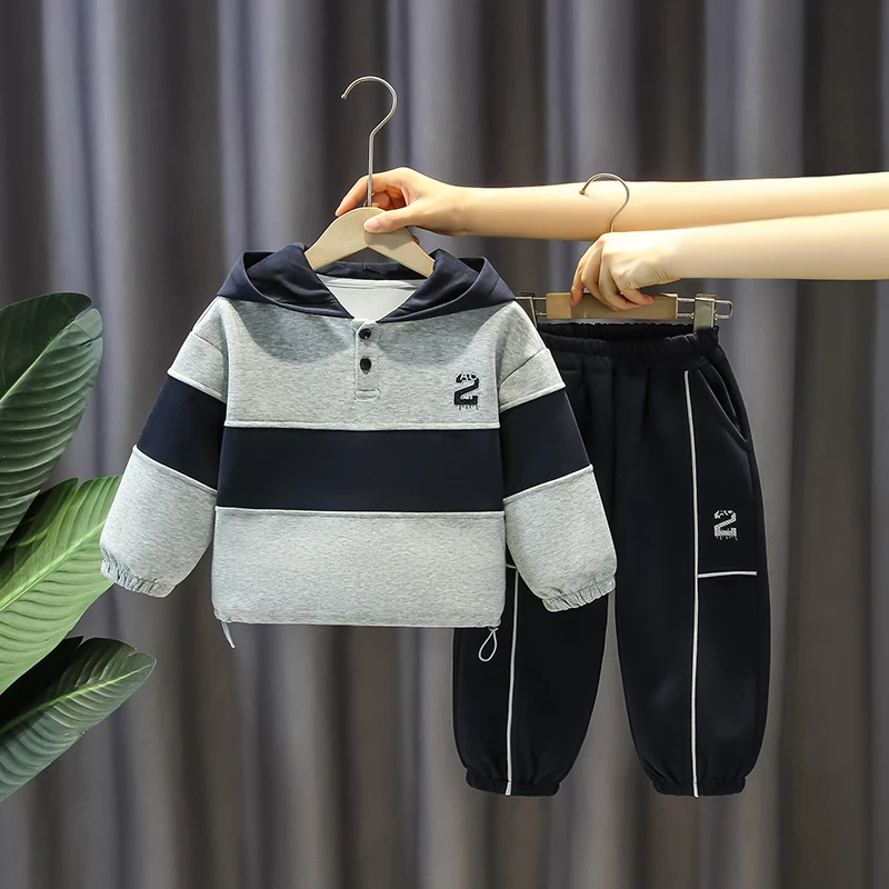 儿童卫衣套装2025新款时髦男童春秋款运动服宝宝秋季宽松两件套潮