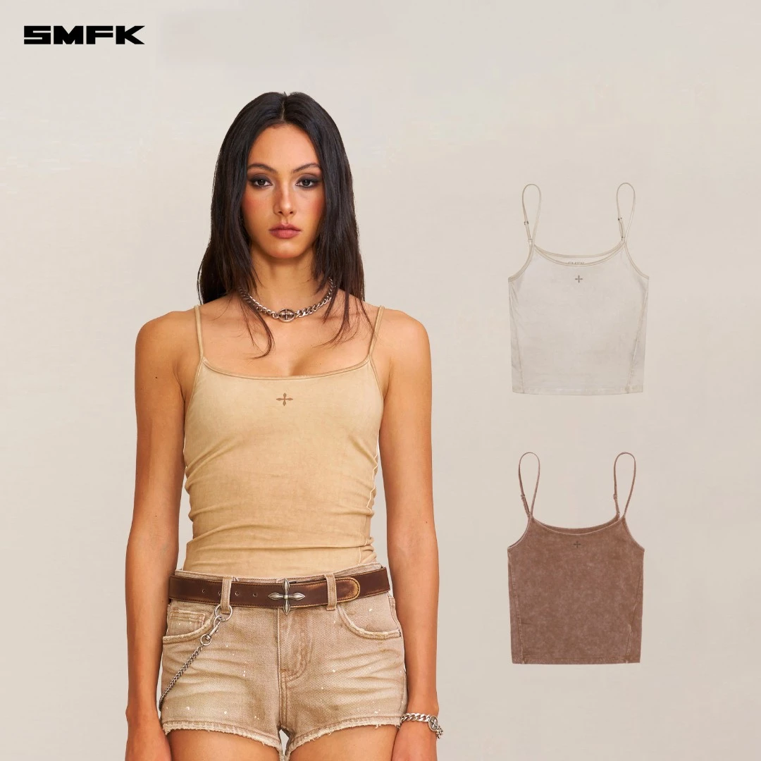 SMFK暴风褪色运动背心（手工染色）TKS011S 夏季复古修身显瘦吊带