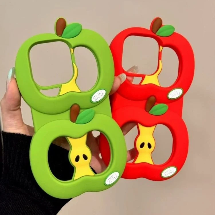 苹果|镂空苹果卡通适用iPhone16创意15pro立体女款防摔硅胶手机壳