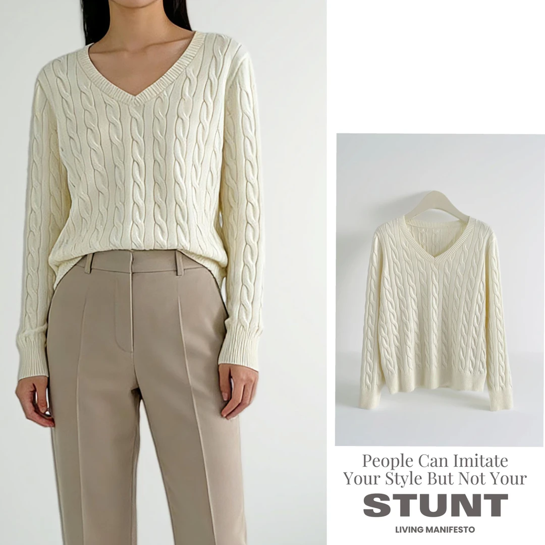 秋冬套头款针织V领绞花毛针织衫毛衣提花针织衫套头1917