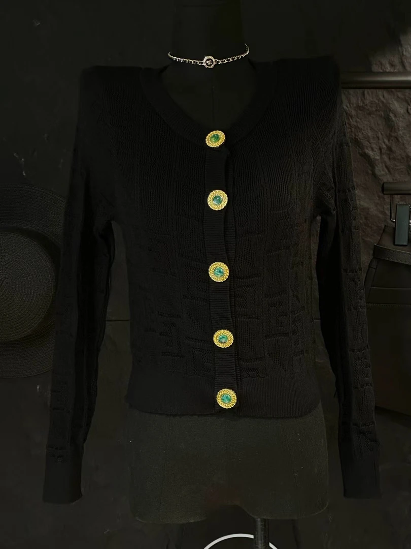 开衫不起球长袖扎染镂空毛针织衫女装毛衫上衣纯欲风