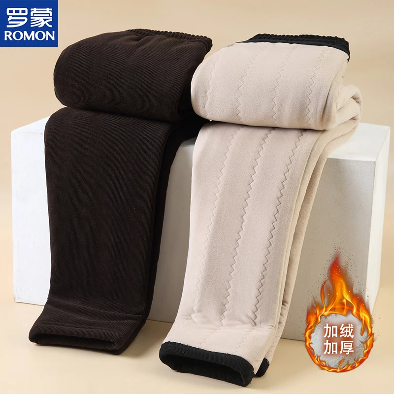 罗蒙中老年女士冬季新款裤子奶奶冬天保暖绒裤妈妈装加绒加厚棉裤