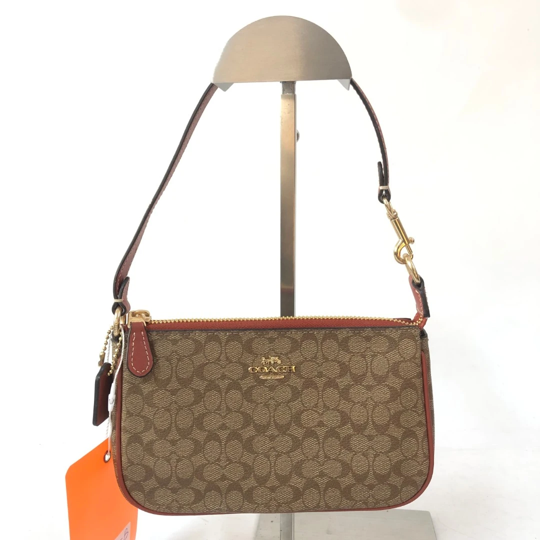 95新 COACH/蔻驰 经典老花拼皮大麻将包 AF-2372-B