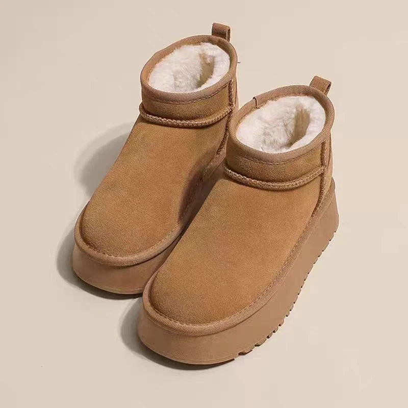 成人靴子厚款百搭防滑防水圆头时尚雪地靴