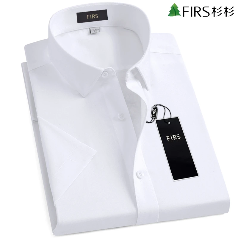 杉杉男士免烫抗皱短袖衬衫夏季薄款吸汗透气纯色简约商务休闲衬衣