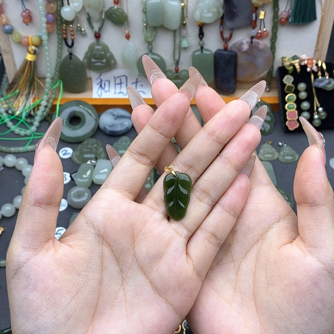 和田玉银S925镶嵌吊坠(不含链)
