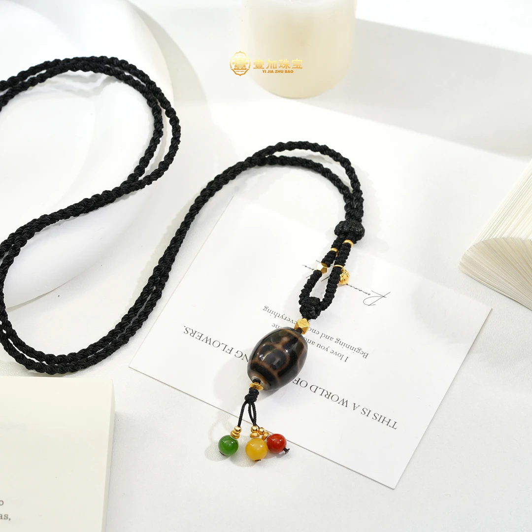 壹加师姐|手工设计金镶横版达洛宝瓶玛瑙项链多样性发一6213g