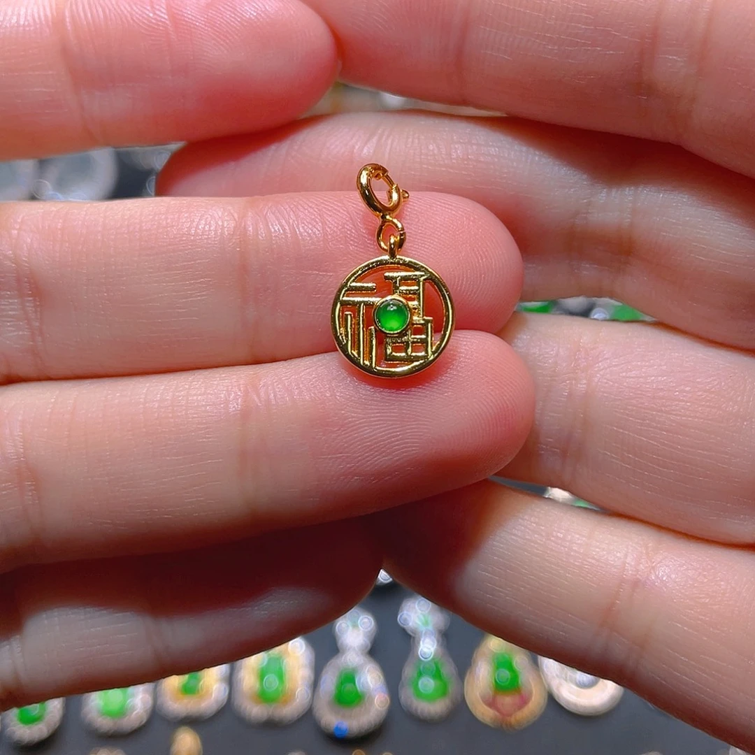 翡翠银S925镶嵌吊坠(不含链)